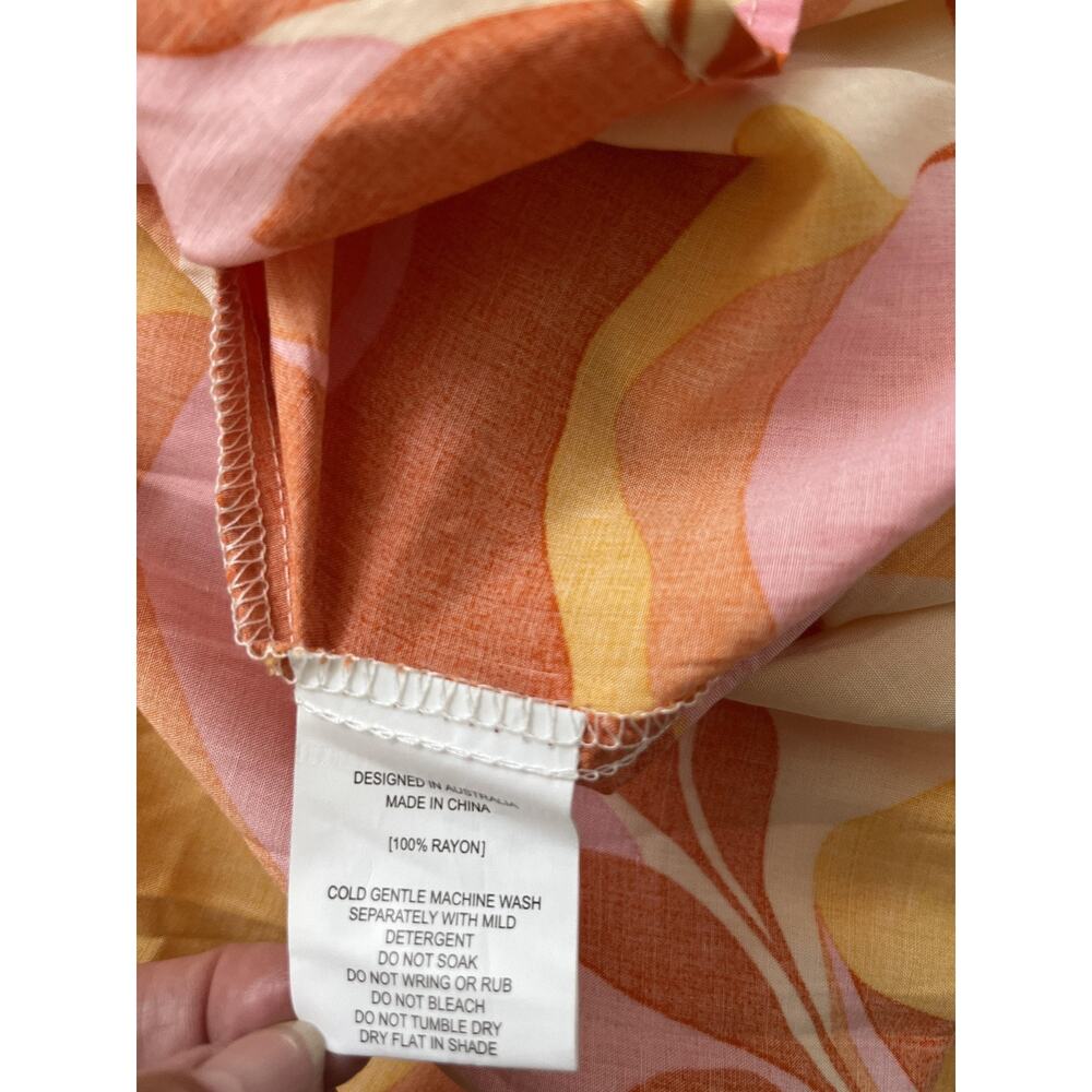 Abel The Label Dress Womens Small Orange Pink Floral Maxi Sundress Tropical - Picture 11 of 11